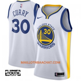 Maillot NBA Golden State Warriors Stephen Curry 30 Nike 2017-18 Blanc Swingman - Enfant